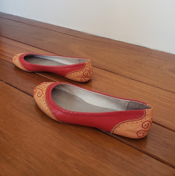 Anthro Pilcro Orange and Red Ballet Flats Size 7.5 - Picture 4 of 10